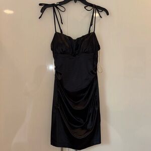 Black Silky Bodycon Mini Dress